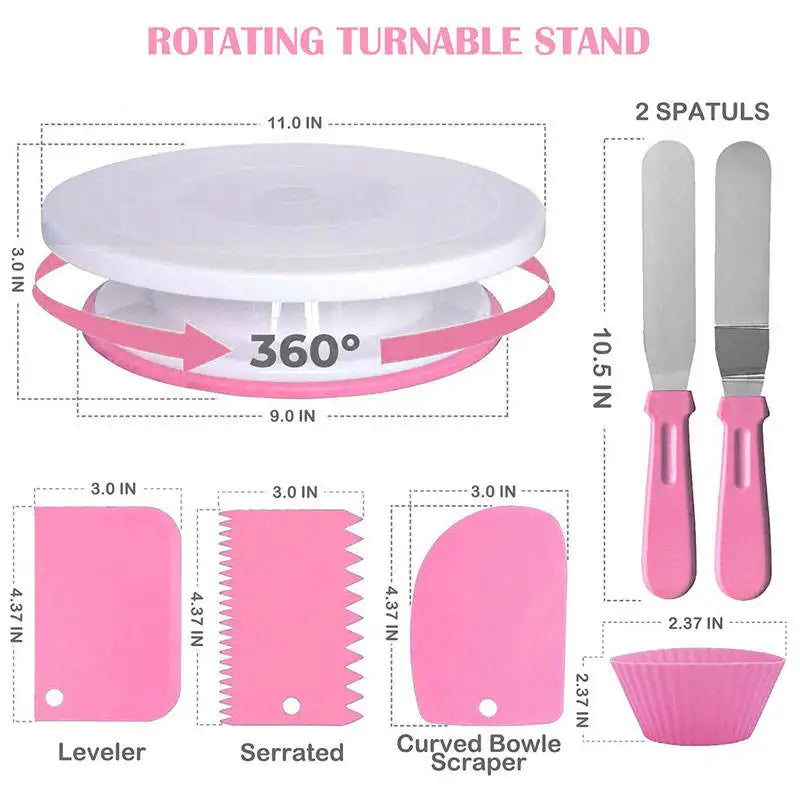 464-Piece Cake Decorating Kit – Turntable, Tips & Baking Tools Cake Decorating Kit Axl