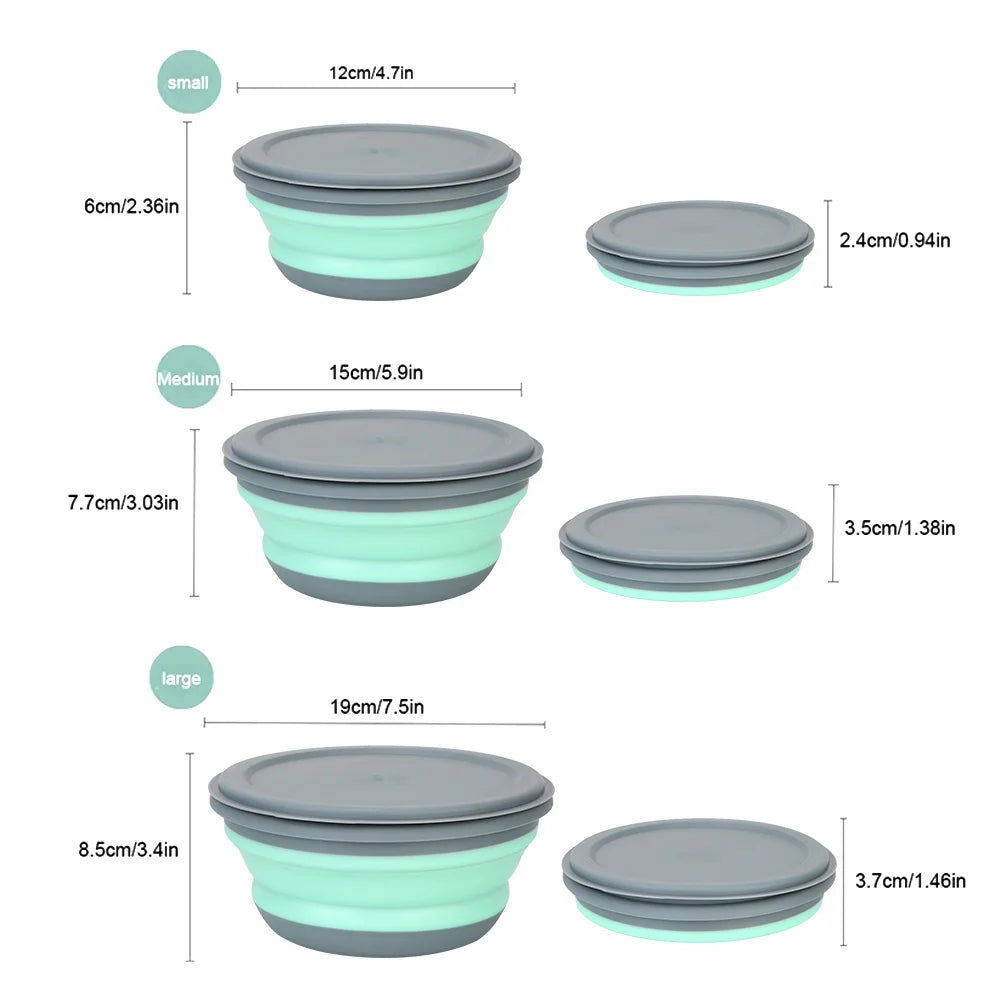 3-Piece Foldable Lunch Bowl Set – Collapsible Food Containers Collapsible Lunch Bowl Axl