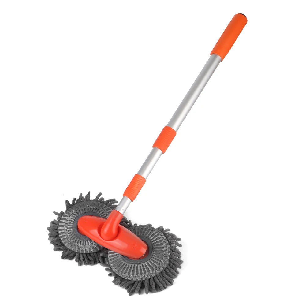 Telescopic Car Wash Mop – Dual Chenille Head 360° Rotating Car Wash Mop Axl Mop