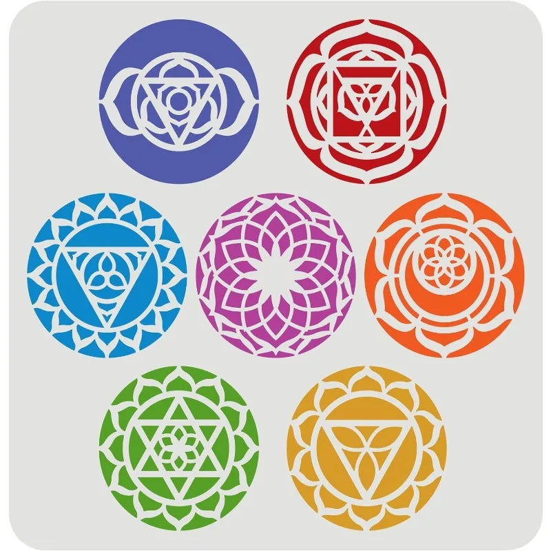 Chakra Symbol Stencil 11.8" – Reusable Mandala DIY Art Stencil DIY Craft Stencil Axl