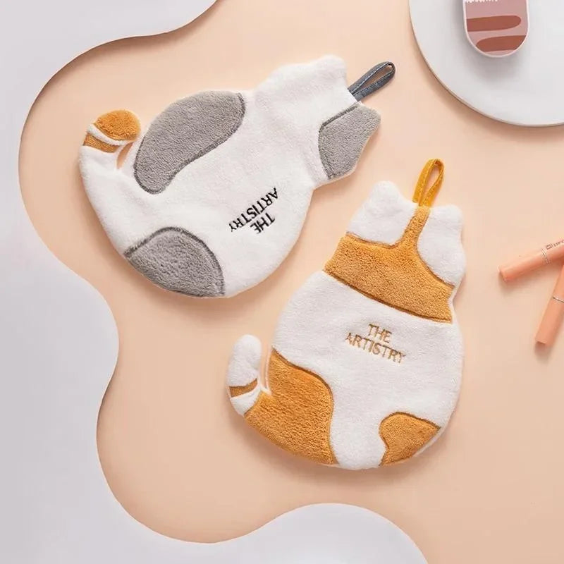 Cute Cat Hand Towel for Kids – Fast-Dry Coral Fleece Kids Hand Towel Axl