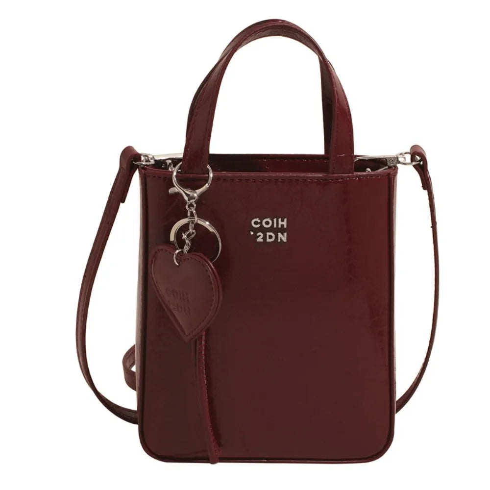 Women's PU Leather Crossbody Bag – Small Square Shoulder Purse Crossbody Shoulder Bag Axl Wine Red