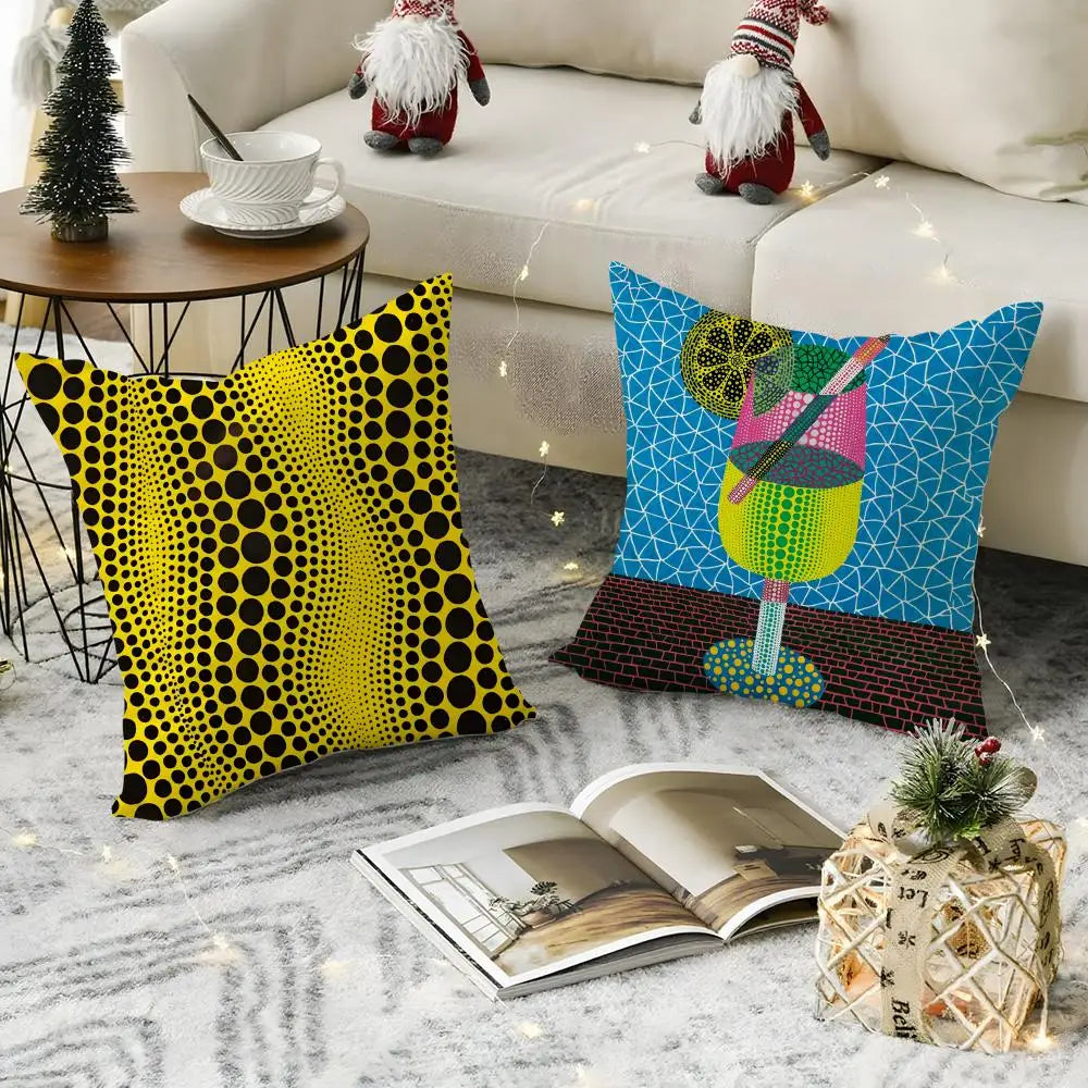 Yayoi Kusama Abstract Pumpkin Linen Cushion Cover | Art Décor Decorative Cushion Cover Axl