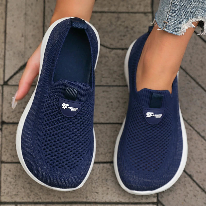 Women's Wide Fit Mesh Slip-On Sneakers | Breathable Walking Shoes Slip-On Sneakers Axl