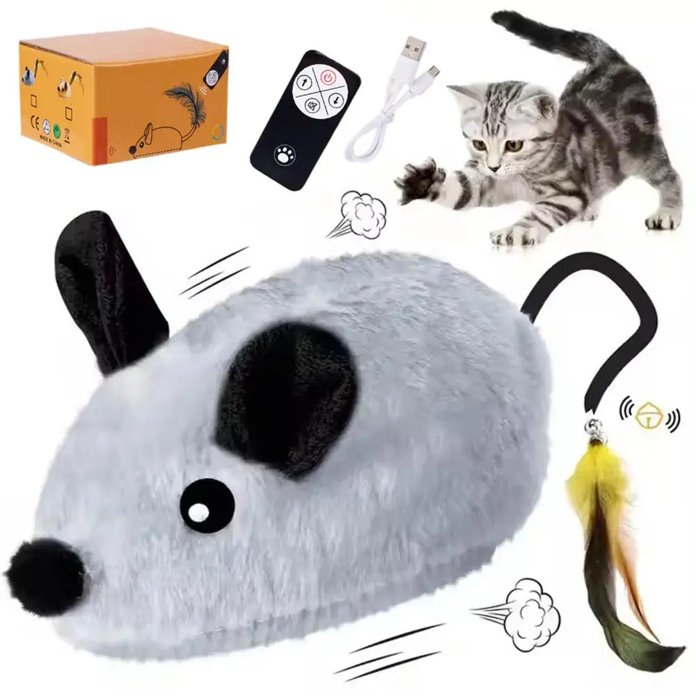 RC Interactive Electric Mouse Cat Toy | Motion Sensor & Feather Interactive Cat Toy Axl