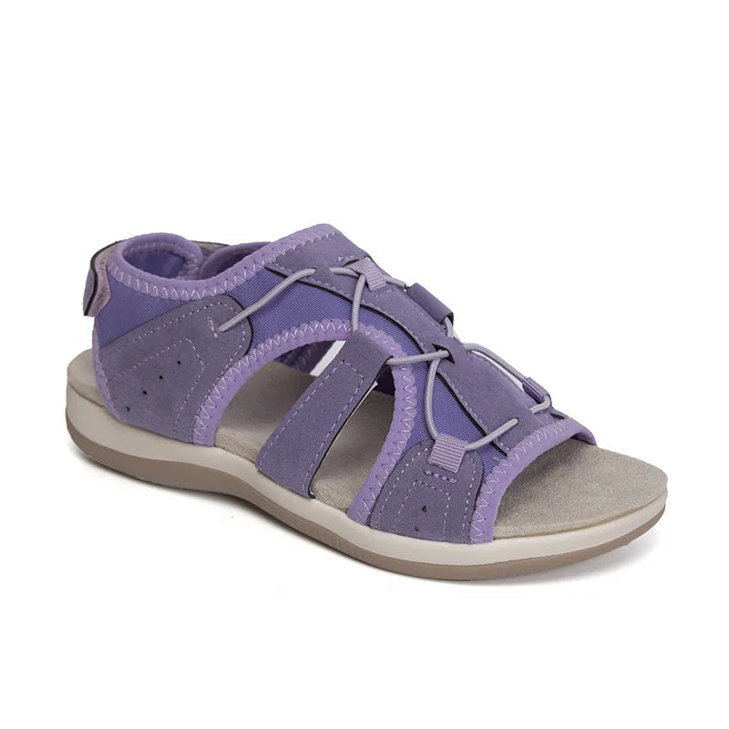 YBQJOO Women's Peep Toe Flat Sandals – Casual Beach Shoes Women's Flat Sandals Axl PURPLE 40