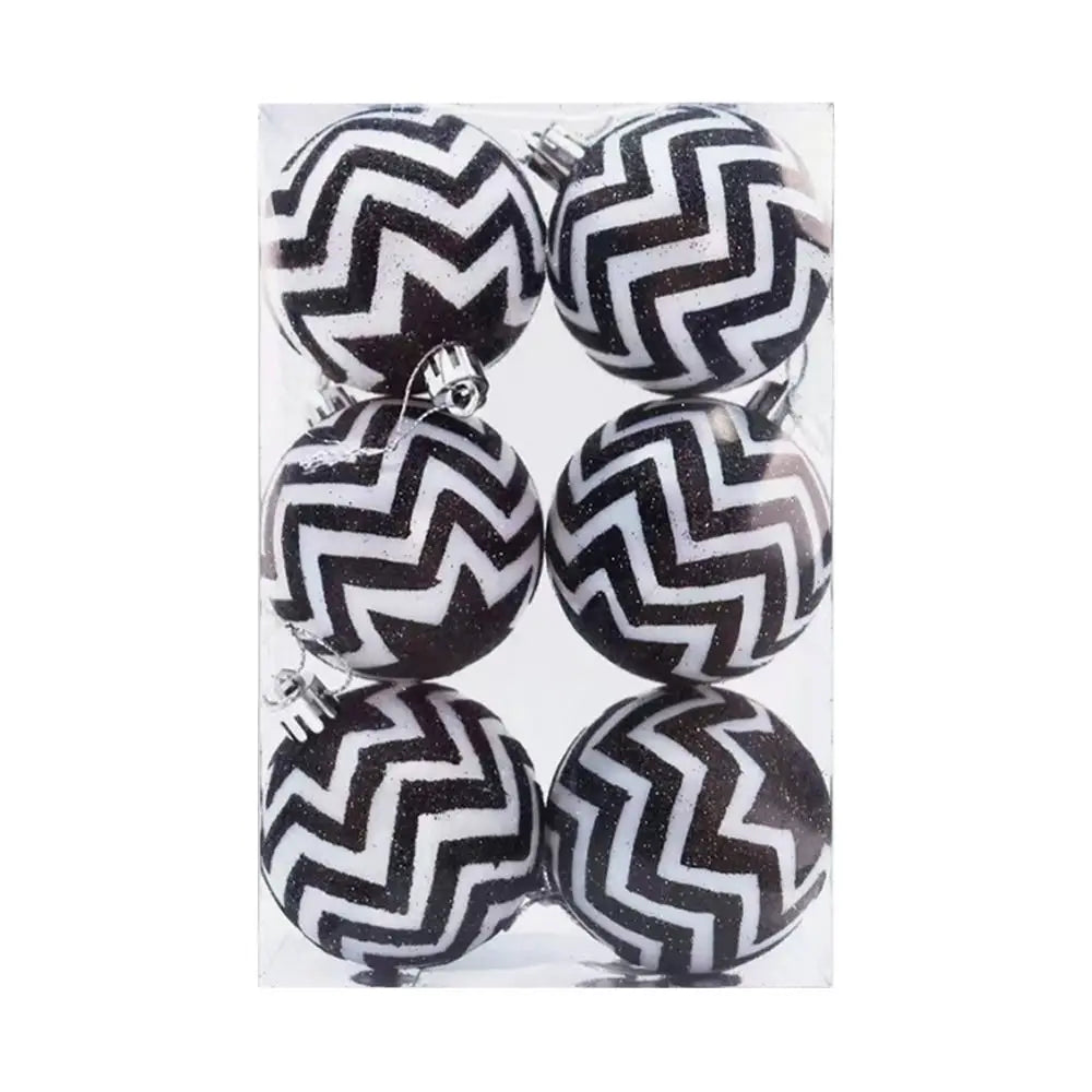 6-Pack Hand-Painted Black & White Christmas Ball Ornaments Christmas Ornaments Axl 1.5cm D