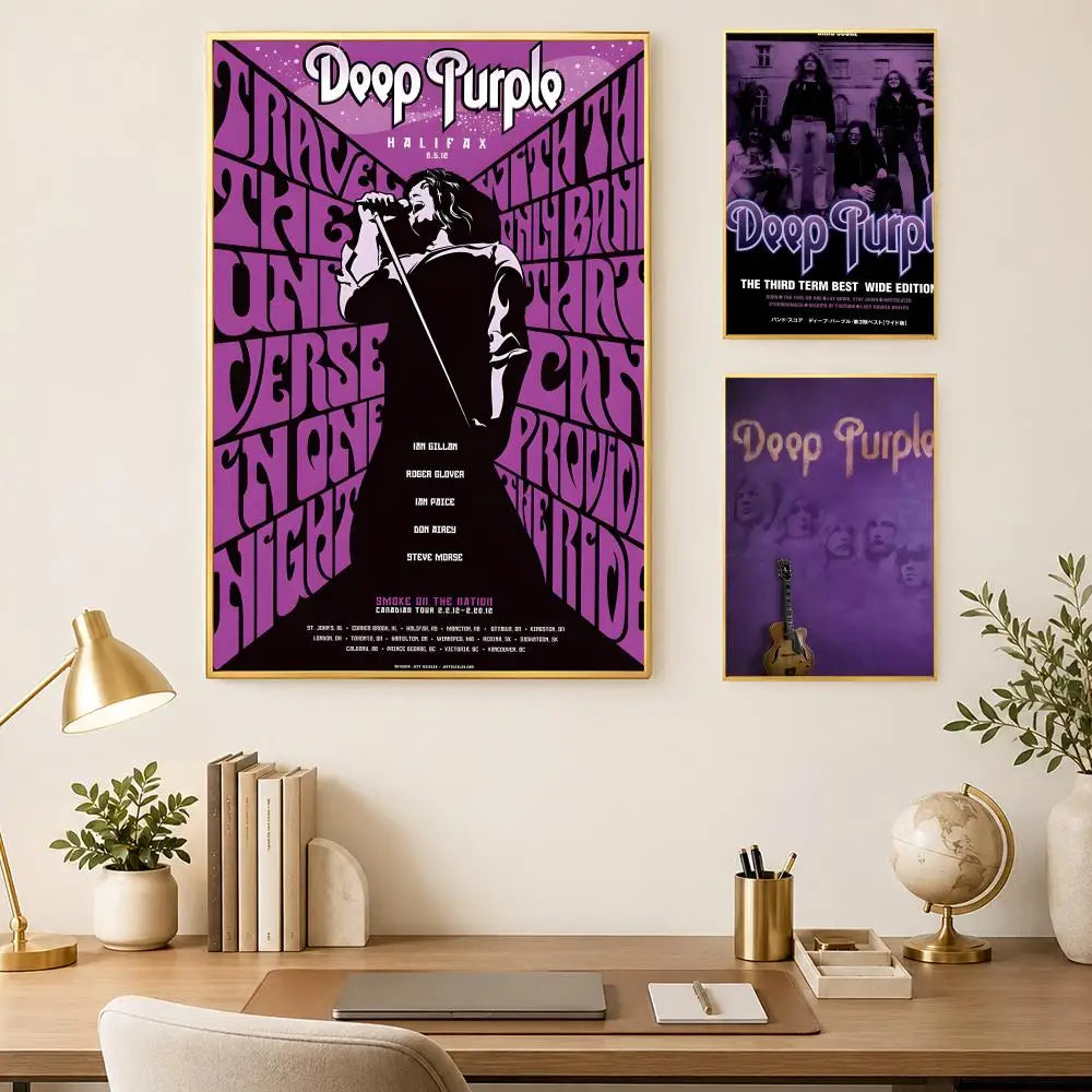 Deep Purple Band HD PVC Wall Art Poster – Self-Stick Decor Wall Art Poster Axl