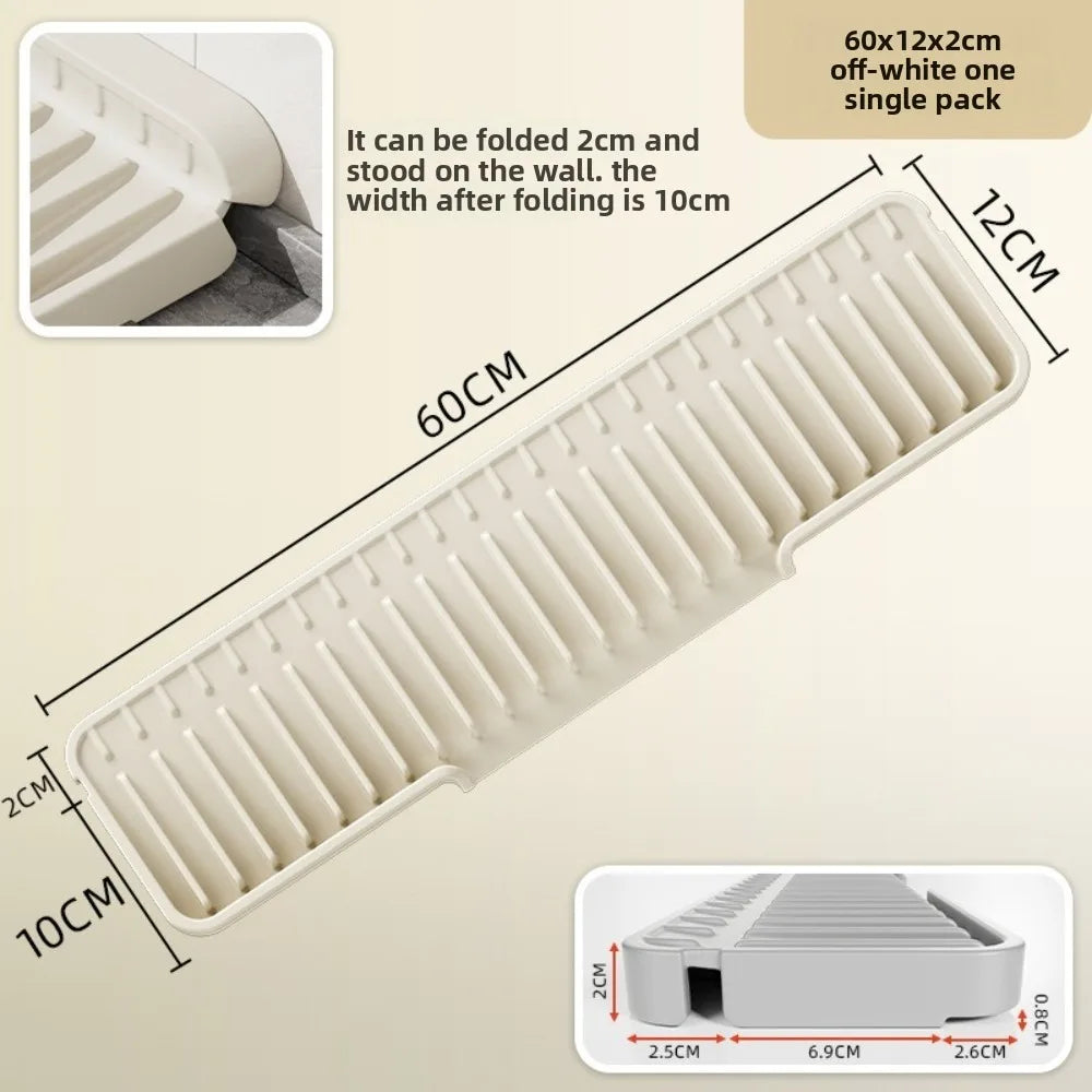 Silicone Sink Drain Pad – Anti-Slip Splash-Proof Counter Mat Sink Drain Mat Axl 60cm-White