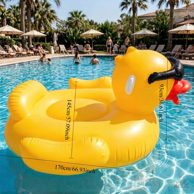 Giant Duck Inflatable Pool Float – Thickened Air Mattress Lounger Inflatable Pool Float Axl YELLOW