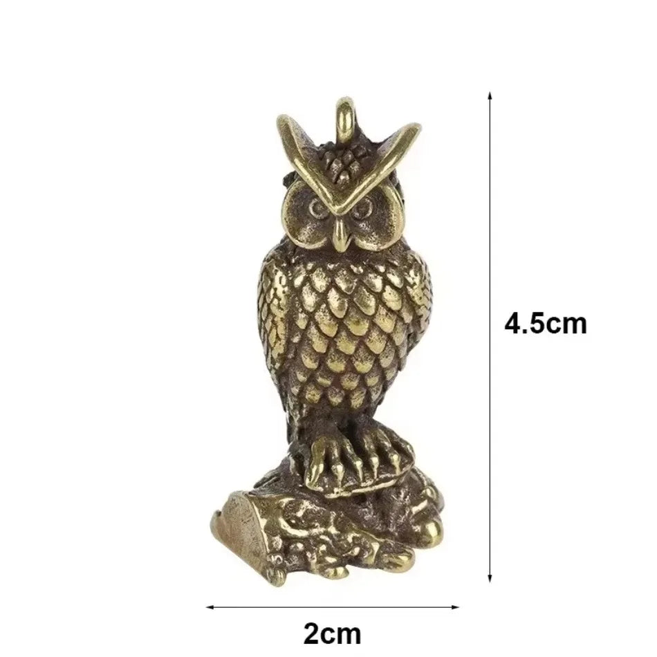 Retro Brass Owl Miniature Statue | Copper Desktop Ornament Miniature Figurine Axl