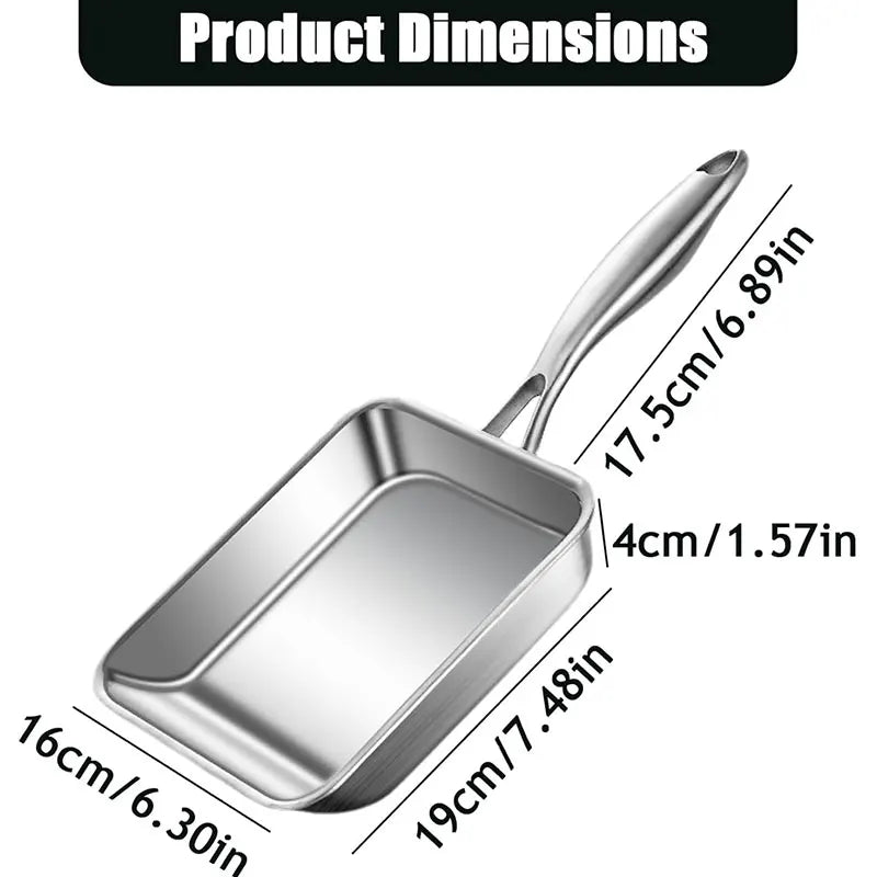 Nonstick Tamagoyaki Pan – 3-Ply Stainless Steel Egg Skillet Omelette Pan Axl