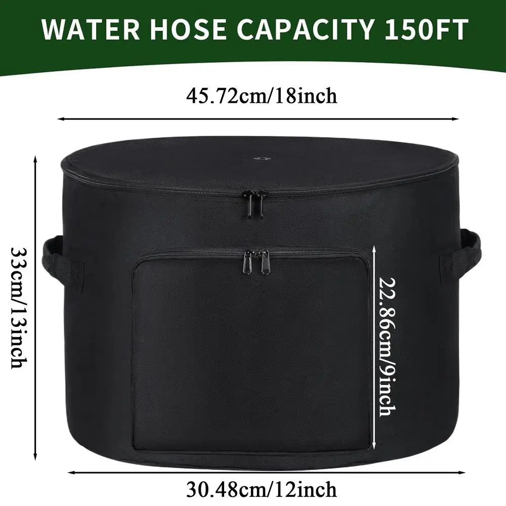 Garden Hose Storage Pot – Weatherproof 150ft Oxford Organizer Hose Storage Pot Axl Black
