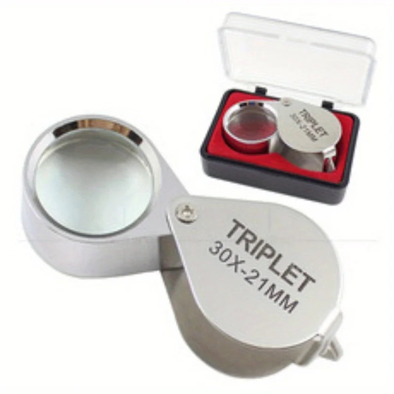 10x 20x 30x Pocket Folding Loupe Magnifier for Jewelry & Gems Pocket Loupe Magnifier Axl Silver 10X