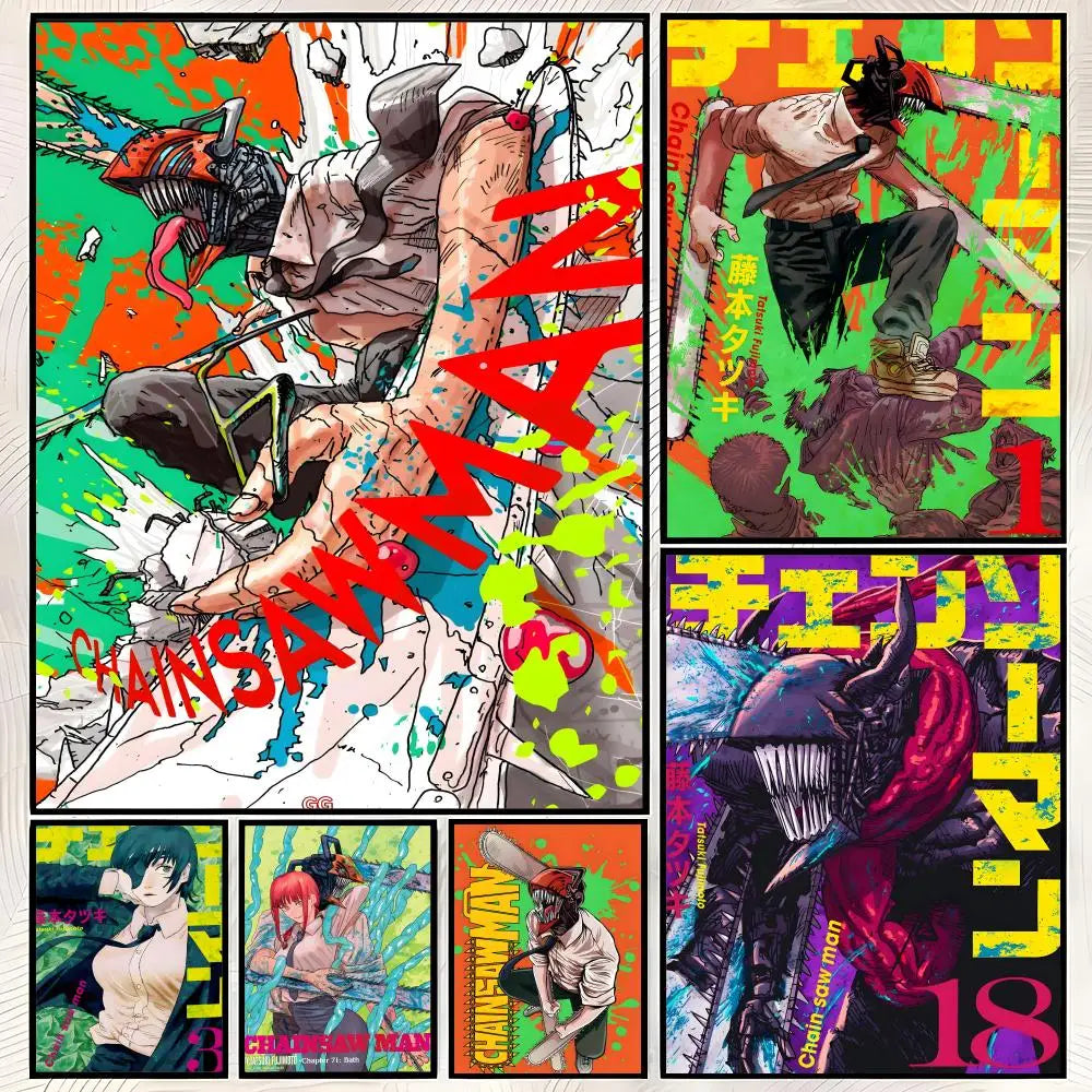 Makima Chainsaw Man Self-Stick HD PVC Wall Art Poster Anime Wall Poster Axl