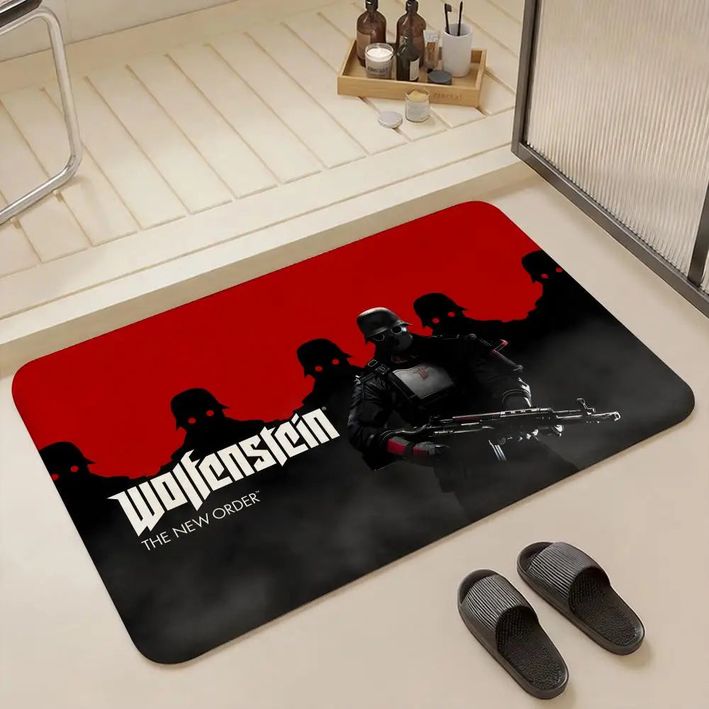 Wolfenstein Classic Game Flannel Floor Mat – Non-Slip Rug Flannel Floor Mat Axl