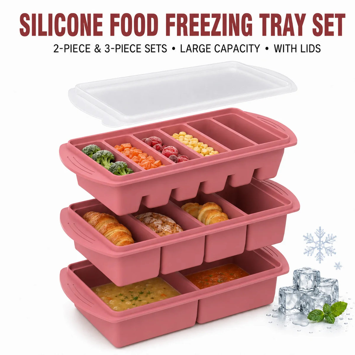 Silicone Soup Freezer Trays with Lid – Meal Prep Mold Set Silicone Freezer Tray Axl