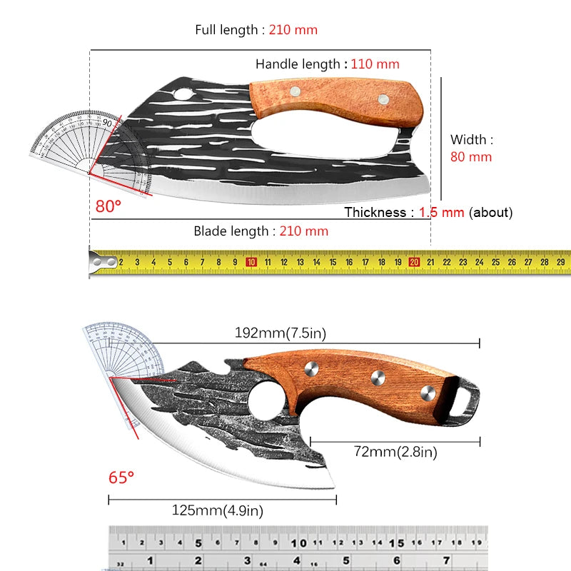 InLeung Forged Stainless Steel Cleaver & Boning Knife 12.5" Kitchen Cleaver Knife Axl