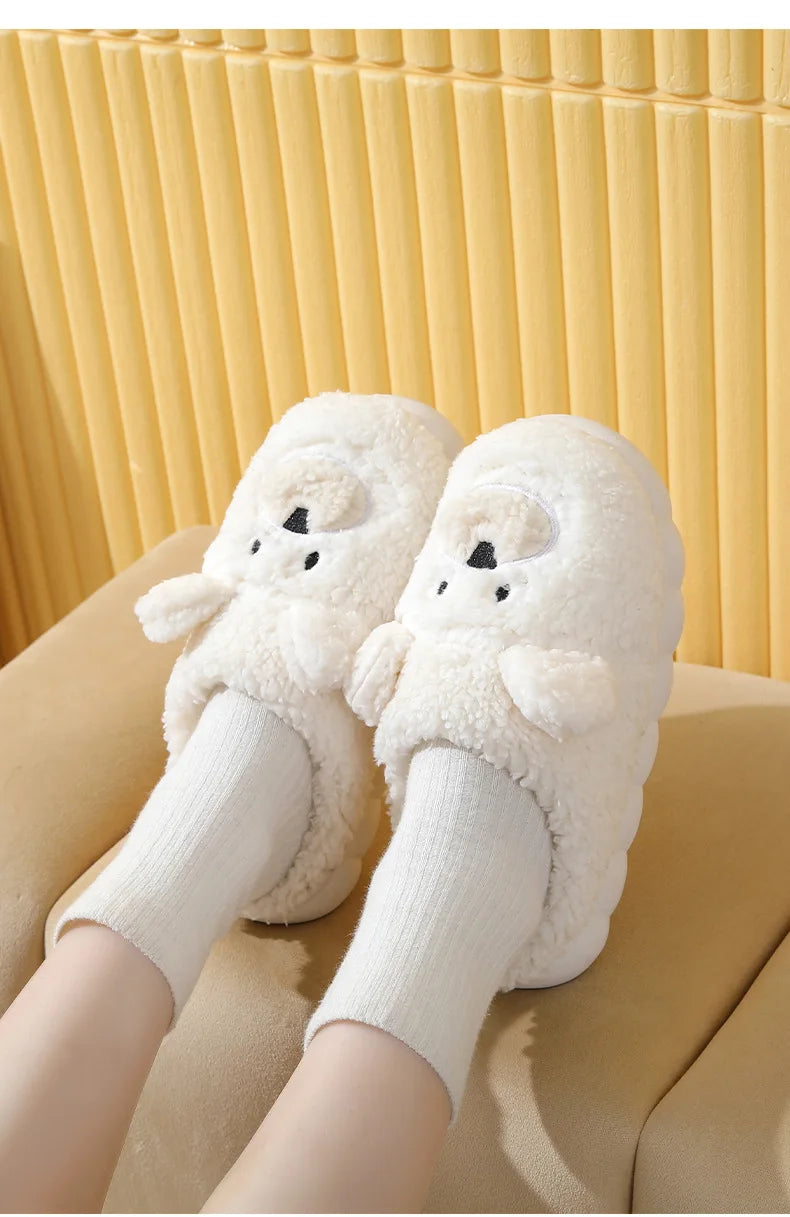 Women's Plush Bear Slippers – Warm Fuzzy Non-Slip Indoor Shoes Plush Indoor Slippers Axl