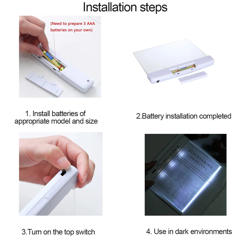 LED Full Page Book Light – Dimmable, 3 Colors & Timer LED Book Light Axl