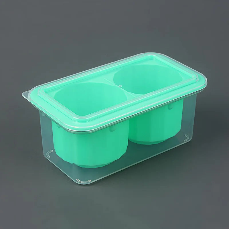 Large Round Silicone Ice Cube Tray with Lid – 2 Cavity Mold Silicone Ice Mold Axl Mint Green S