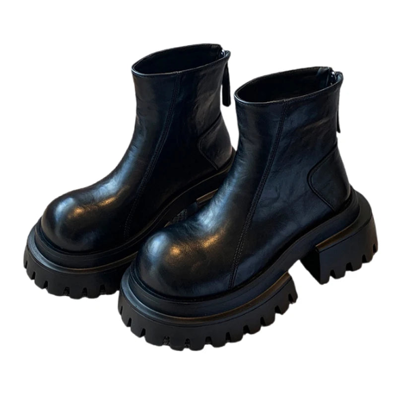 Women's Platform Ankle Boots – Square Heel Zip-Up Winter Boot Platform Ankle Boots Axl