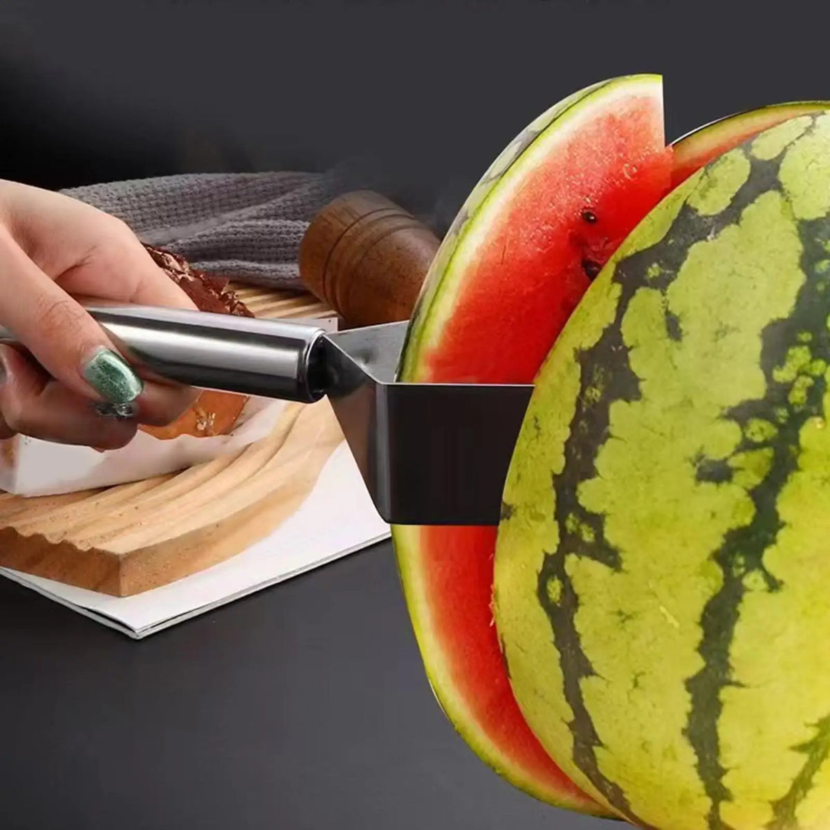 Stainless Steel Watermelon Slicer – Non-Slip Fruit Cutter Tool Fruit Slicer Tool Axl