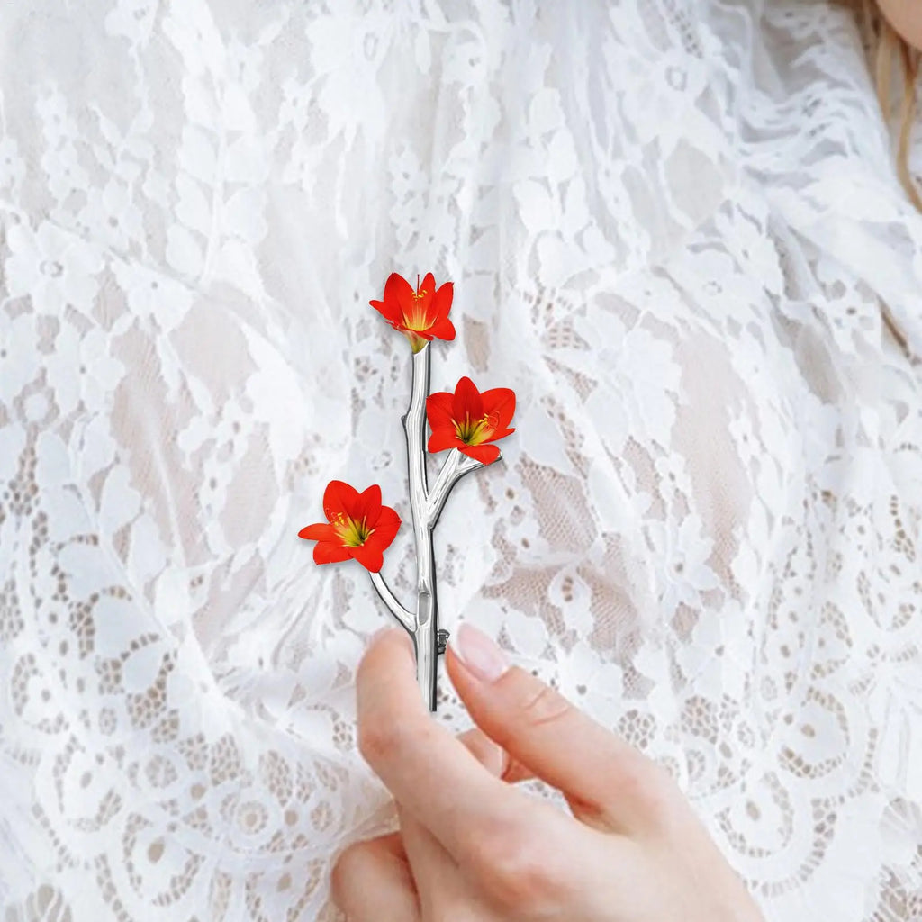 Branch Floral Brooch Pin – Metal Corsage for Hat & Coat Floral Brooch Pin Axl