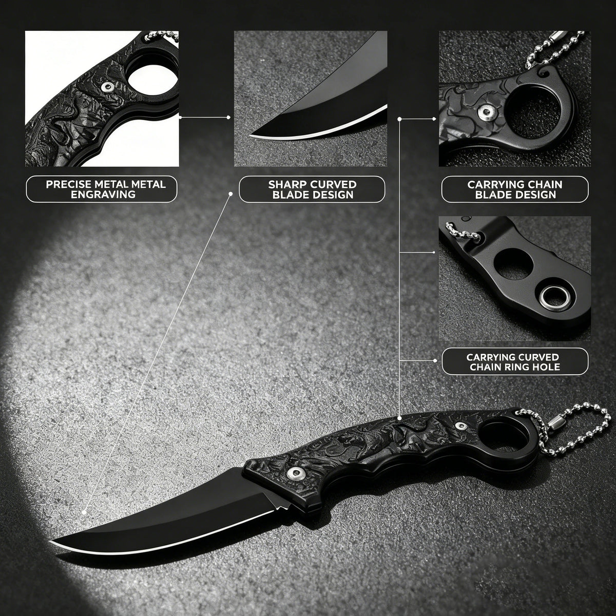 YRIDEFE Mini EDC Fixed Blade Knife – Tiger Handle Outdoor Fixed Blade Knife Axl