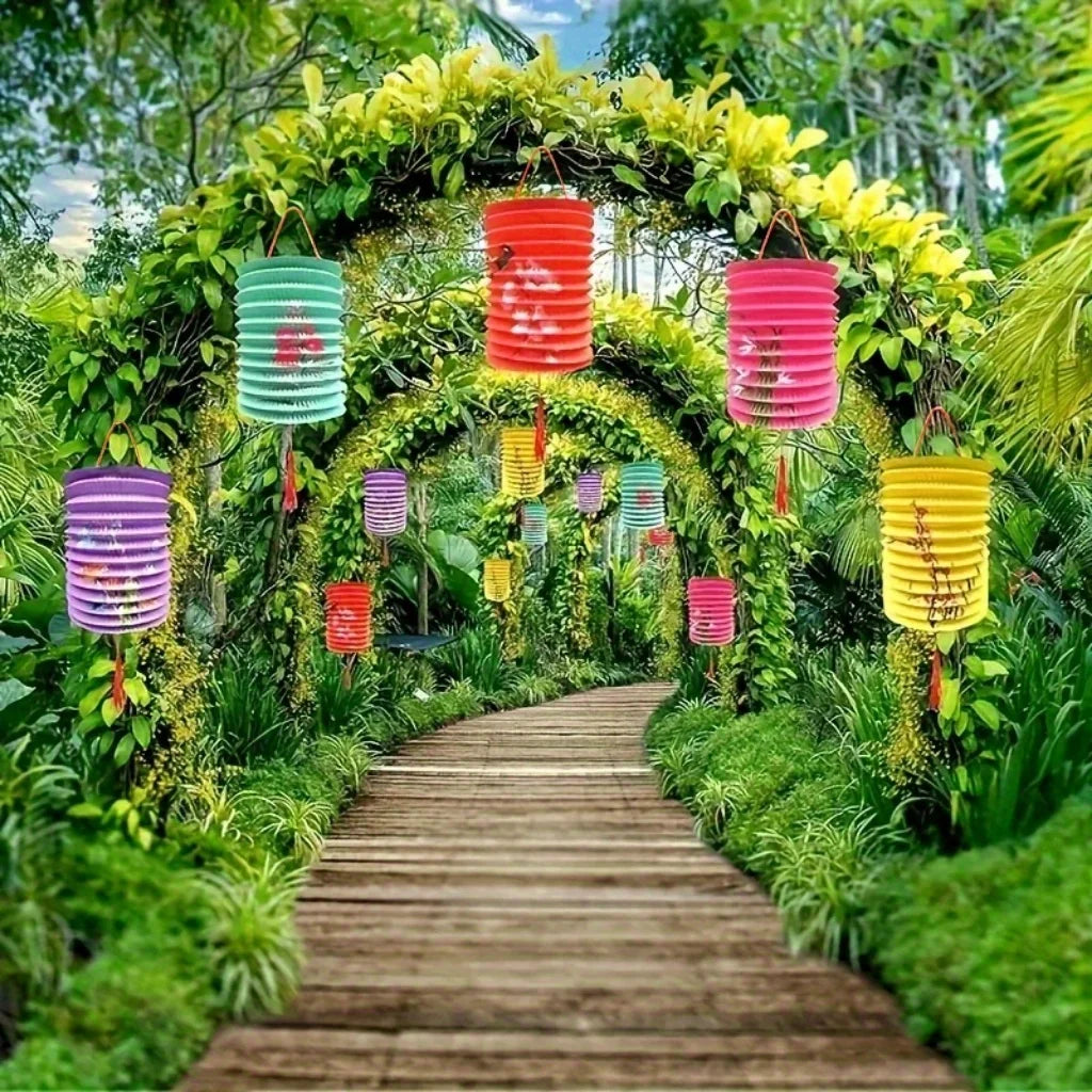 10-Pack Colorful Floral Paper Lanterns – Party & Home Decor Hanging Paper Lanterns Axl