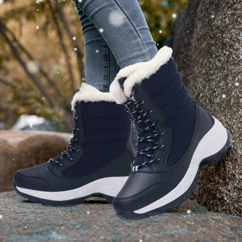 AZGB Women's Fur-Lined Platform Wedge Snow Boots | Winter Women's Snow Boots Axl
