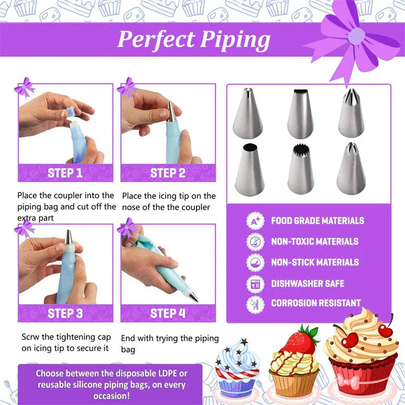 492-Piece Cake Decorating Kit – Turntable, Tips & Tools Cake Decorating Kit Axl