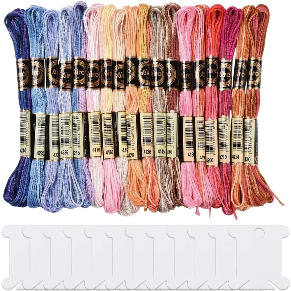 18 Skeins Variegated Embroidery Floss – Gradient Cross Stitch Thread Embroidery Floss Set Axl