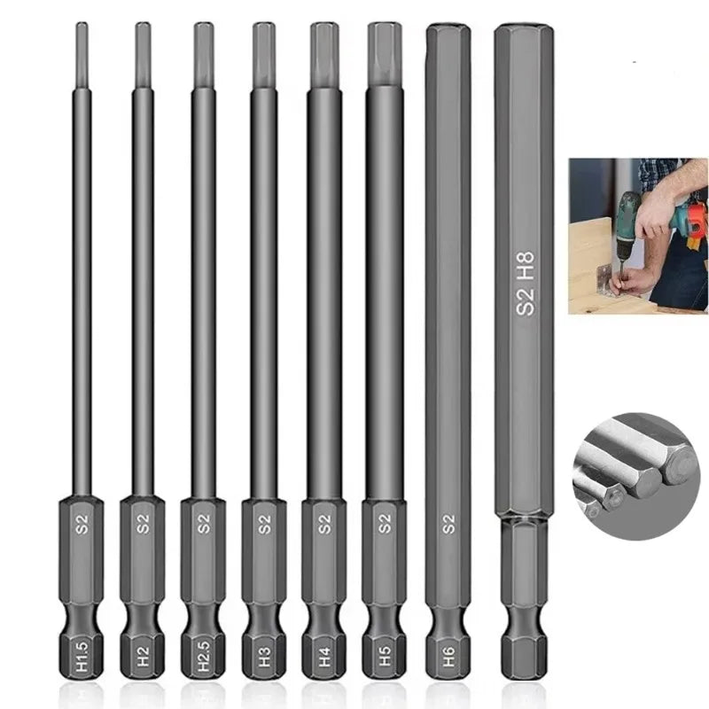 100mm Metric Hex Allen Drill Bits Set – Hexagonal Screwdriver Hex Drill Bit Set Axl
