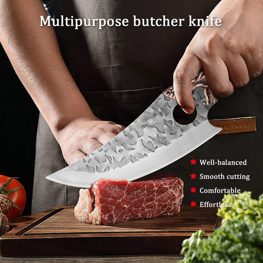 WXCOO Hand Forged Stainless Steel Chef & Butcher Knife Kitchen Chef Knife Axl