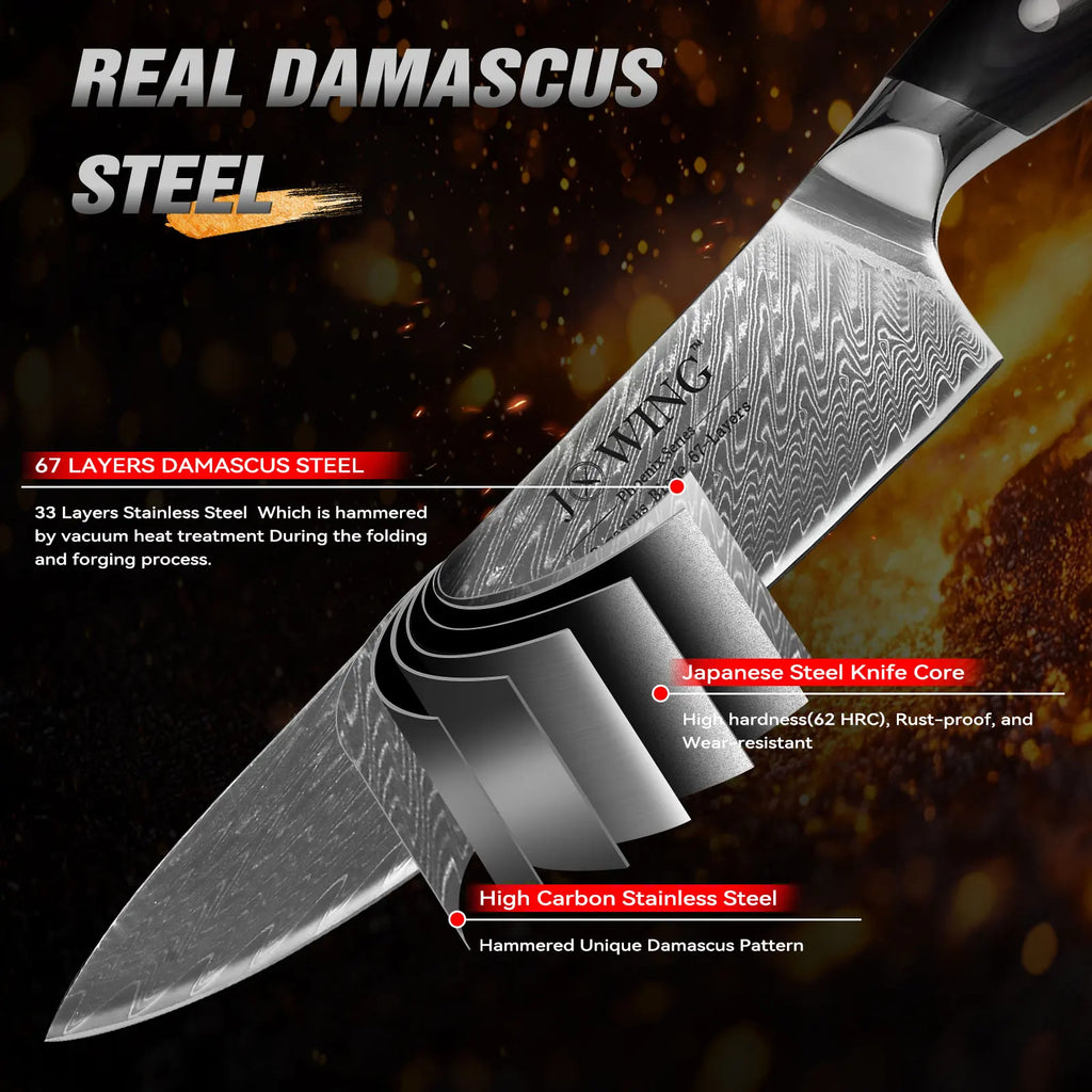 Damascus Steel Chef Knife – Japanese Forged Kitchen Knife & Gift Box Damascus Chef Knife Axl