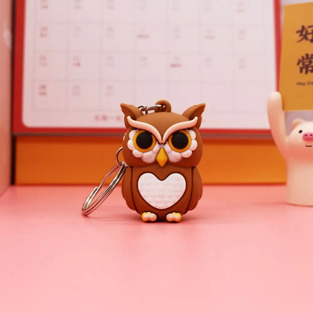 Kawaii Animal Mini Pencil Sharpener with Keychain – Cartoon Mini Pencil Sharpener Axl Owl