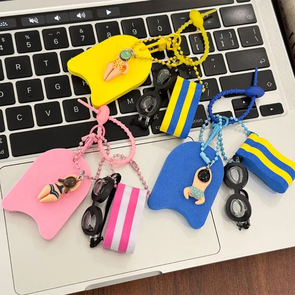 Swim Themed Keychain – Mini Goggles, Kickboard & Swimmer Charm Sports Keychain Axl