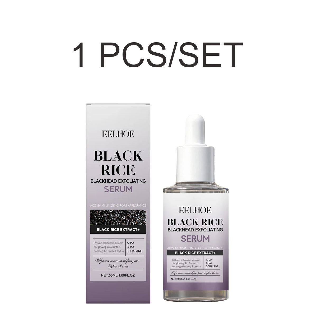 Black Rice Exfoliating Serum – PHA Pore Care & Hydrating Exfoliating Face Serum Axl 1 PCS