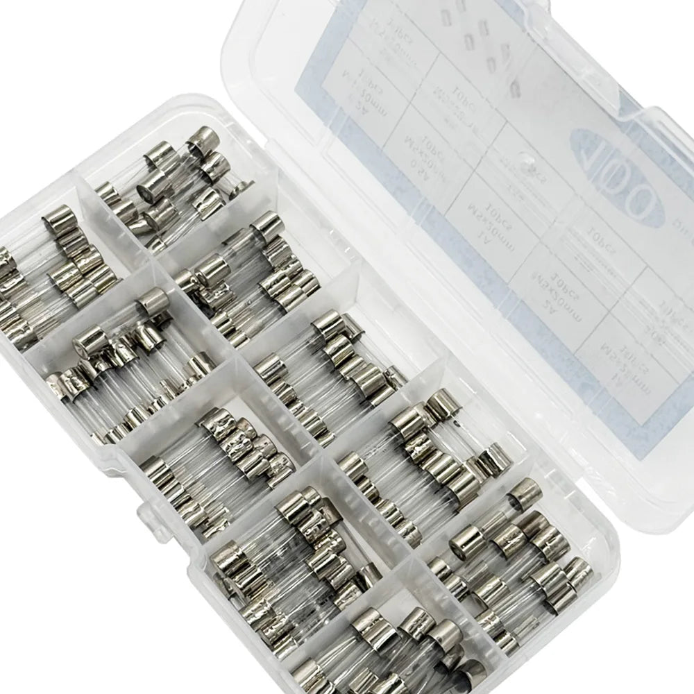 100 Pcs Fast-Blow Glass Fuse Kit 5x20mm 250V – 10 Values Glass Fuse Kit Axl