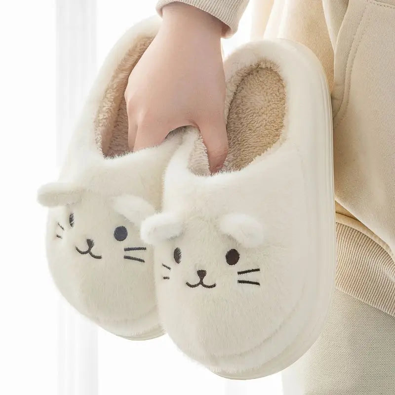 Women's Faux Fur Cat Slippers – Cozy Indoor Slides Size 36–45 Faux Fur Slippers Axl White A-Slides 36-37 China Mainland