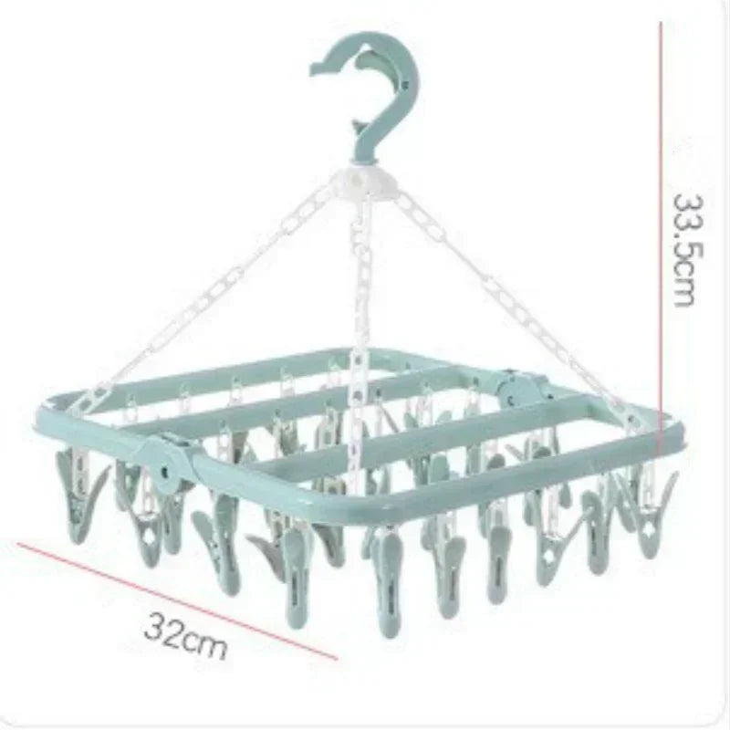32-Clip Foldable Clothes Drying Rack – Windproof Laundry Hanger Laundry Drying Rack Axl