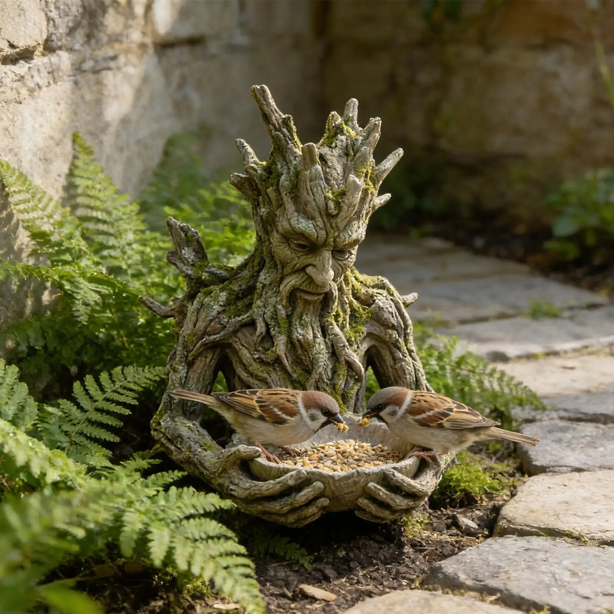 Outdoor Bird Feeder Garden Sculpture – Resin Backyard Art Garden Bird Feeder Axl