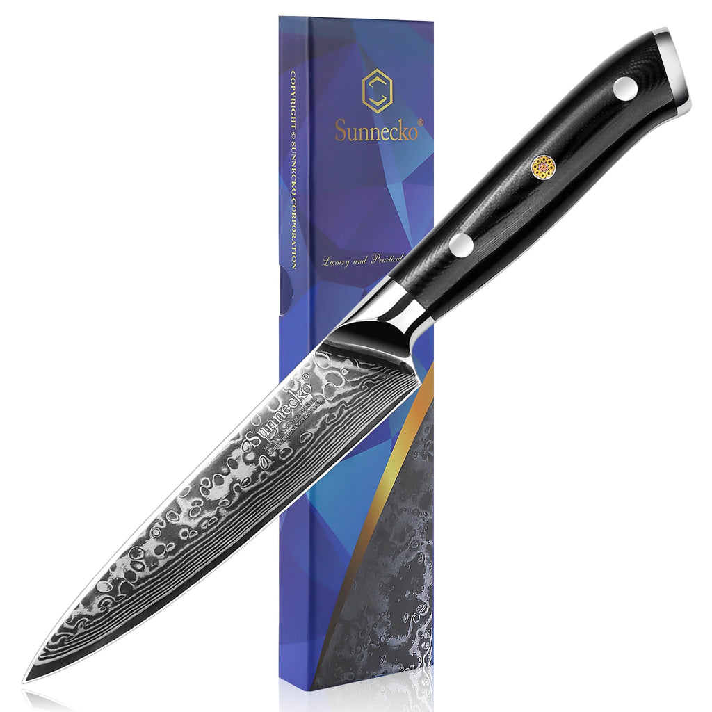 Sunnecko VG10 Damascus Steel Utility & Paring Knife Set Damascus Kitchen Knife Axl