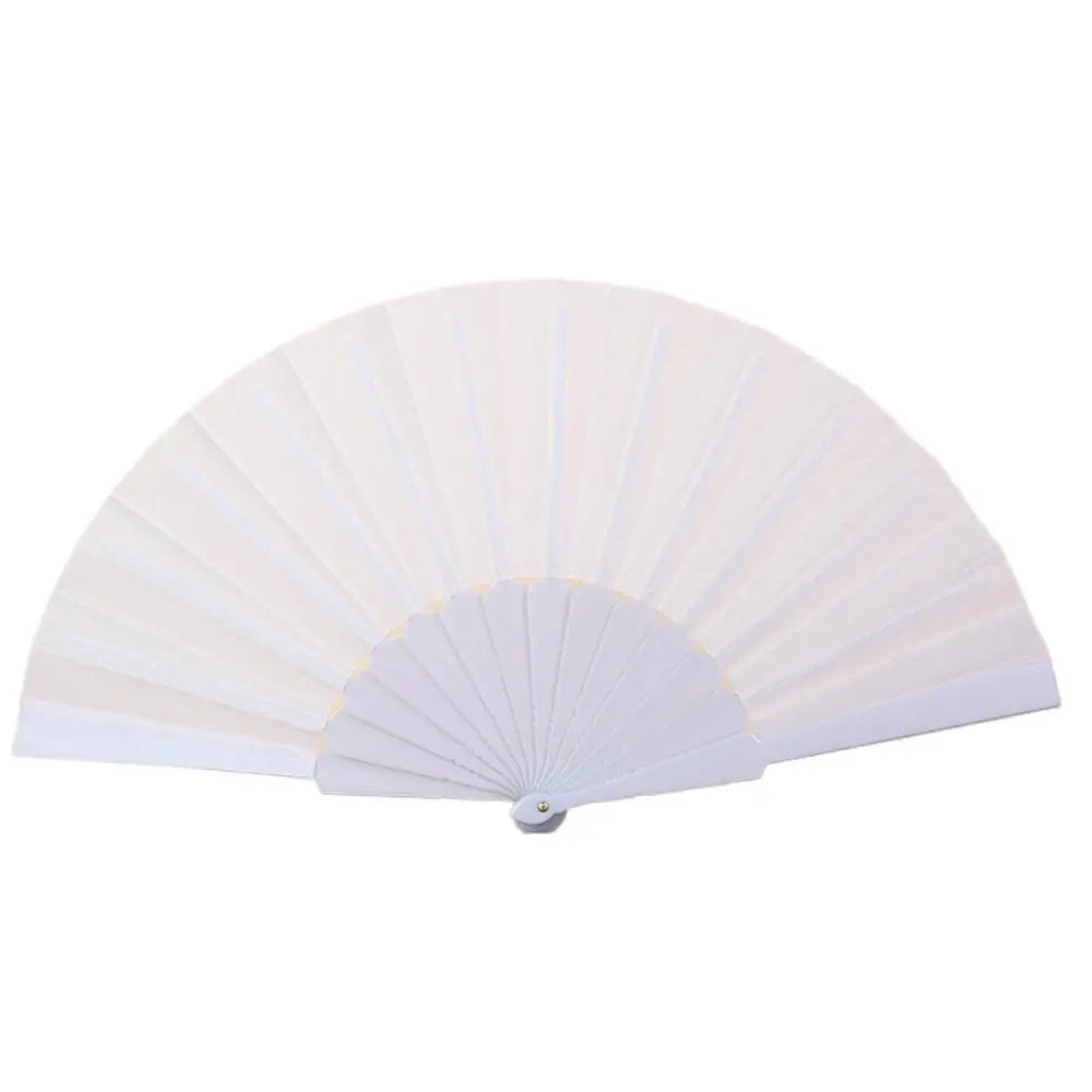 Portable Folding Hand Fan – Weddings, Dance & Cosplay Folding Hand Fan Axl White