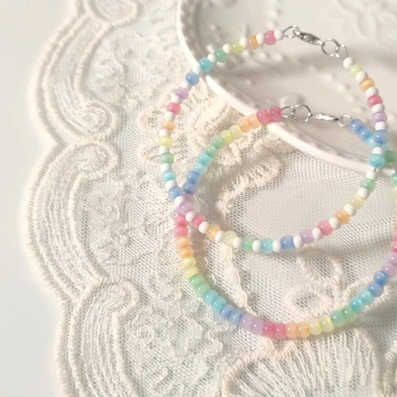 Bohemian Colorful Beaded Bracelet – Women's Rainbow Charm Beaded Charm Bracelet Axl