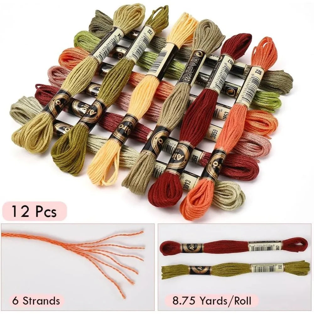 105 Yards Variegated Embroidery Floss – 12 Fall Colors, 6 Strand Embroidery Floss Set Axl