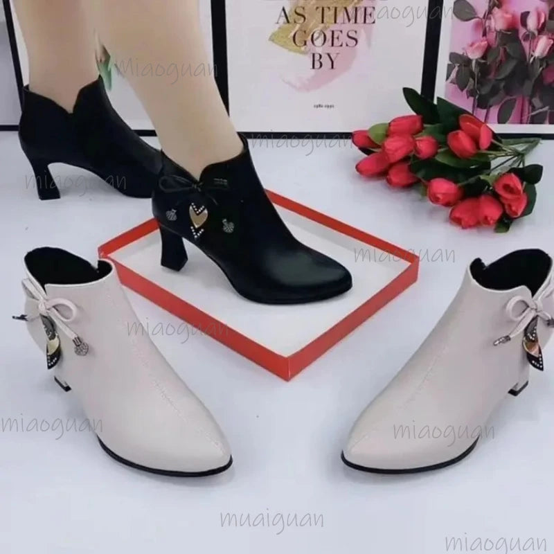 Women's Pointed Toe Ankle Boots – Side Zipper & Thin Heel Women's Ankle Boots Axl