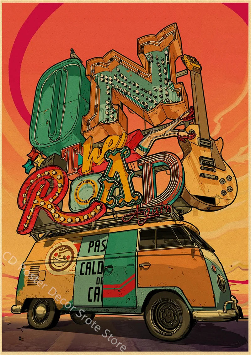 Retro Vintage Kraft Paper Poster – Bar, Beer & Coffee Wall Art Wall Art Poster Axl 19 A4 8.3x11.8inch