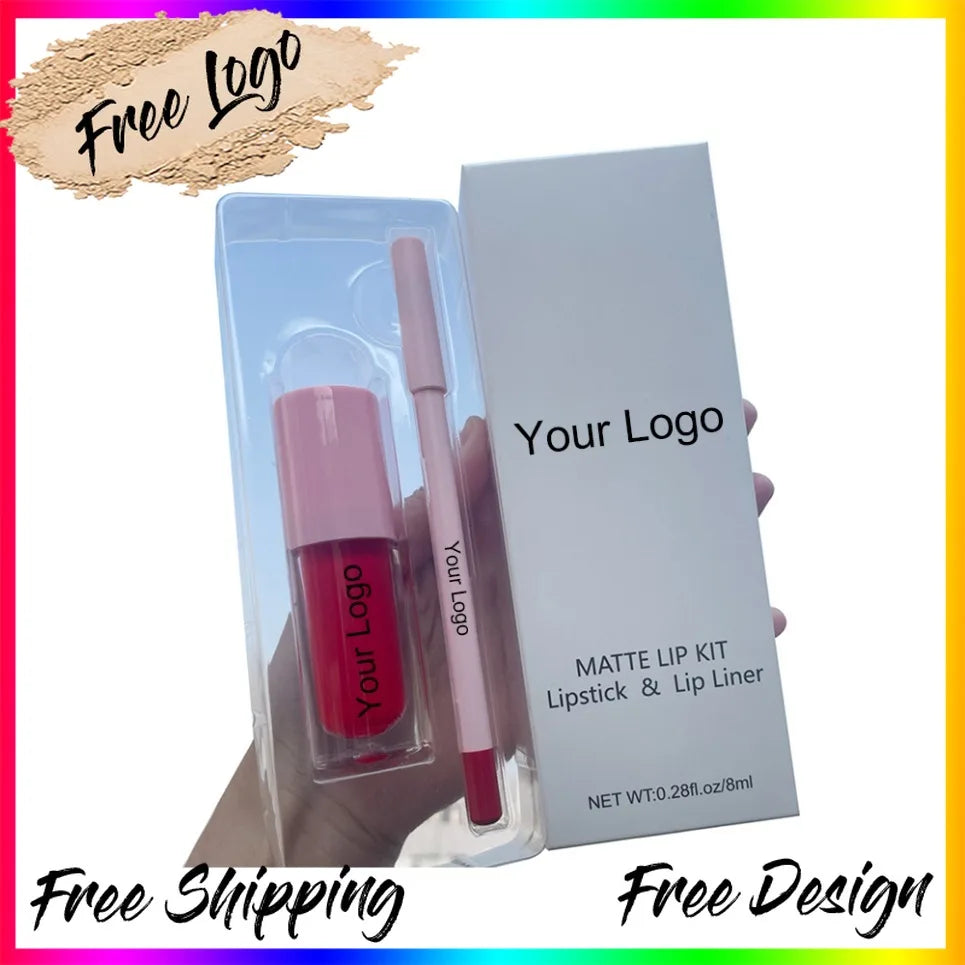 Vegan Pink Matte Liquid Lipstick & Lip Liner Set | Waterproof Lip Makeup Set Axl